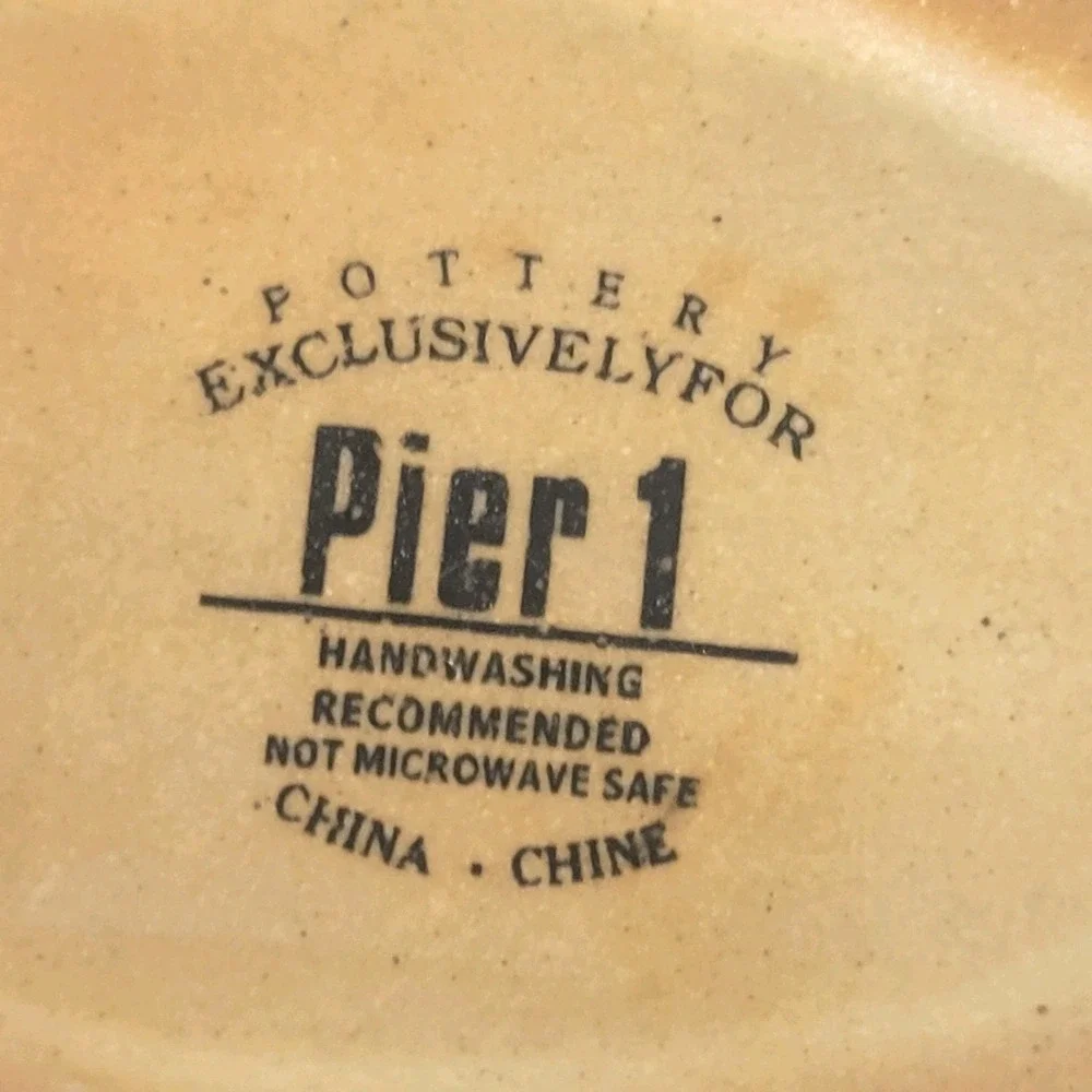 Pier 1 Leaf Dish Green Brown Pottery Trinket Tray 6